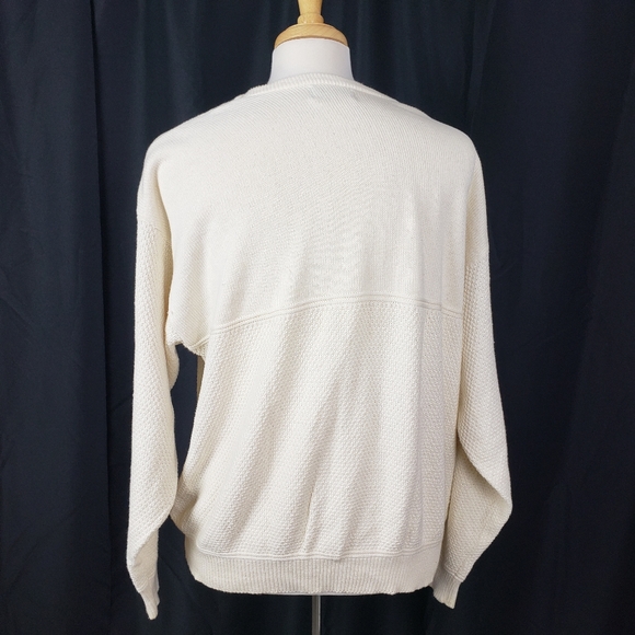 McBriar Vintage Knit Beige Sweater Made in USA with Embroidered Logo - Picture 3 of 8